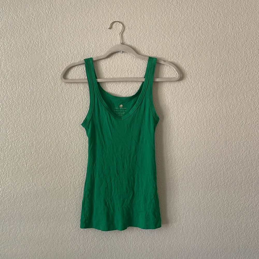 Banana Republic Ribbed Tank T-shirt Scoop Neck Green 2008